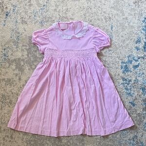 Petit Bebe‎ Toddler Size 4T Smocked Lace Collar Polka Dot Dress
